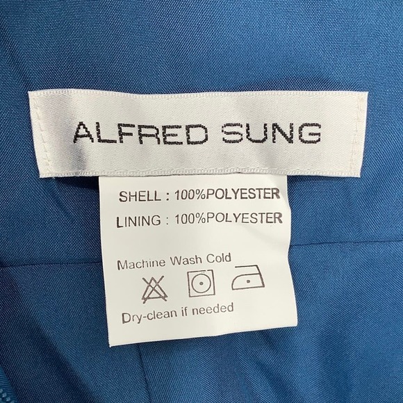 NEW! Alfred Sung Sz 14 High Neck Open Back Satin Cocktail Dress $200 msrp I21-16 - Picture 5 of 11